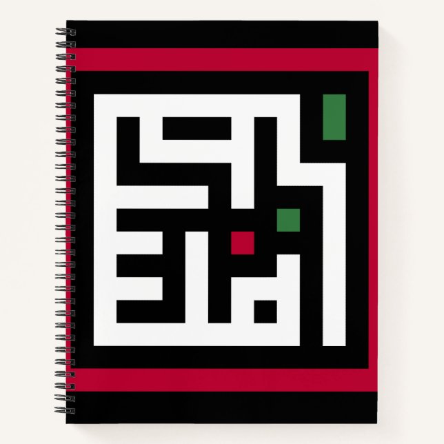 Palestine word in arbic Wordart- square word flag  Notizbuch (Vorderseite)