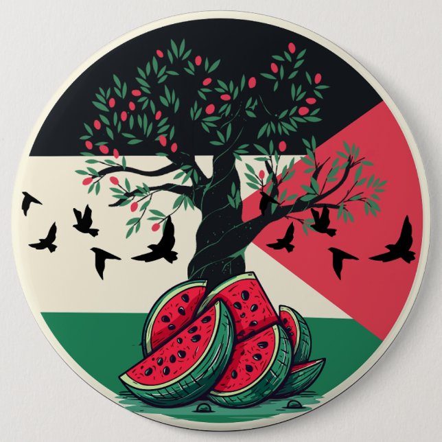 Palestinenkultur | Wassermelone Palestine, Oliven  Button (Vorderseite)