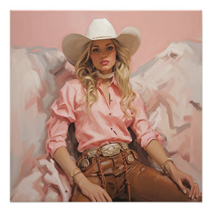 Palette an grünen Weiden: Cowgirl Wall Art Poster