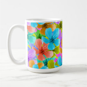 Palette der Natur: Tribfarbene Blüten Kaffeetasse