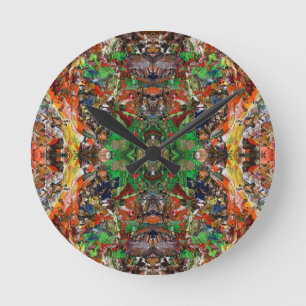 Palette des Künstlers: Expressives Farbauftrag-Mus Runde Wanduhr