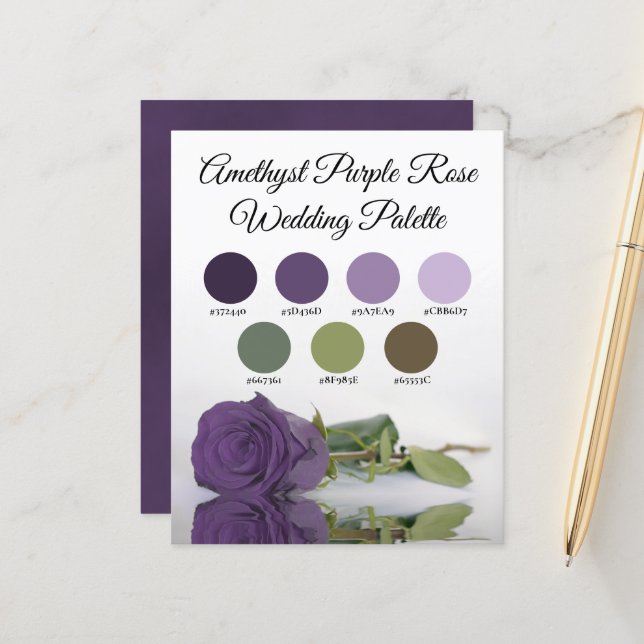 Palette Lila Hochzeitfarben der Amethyst-Rose (Vorderseite/Rückseite Beispiel)