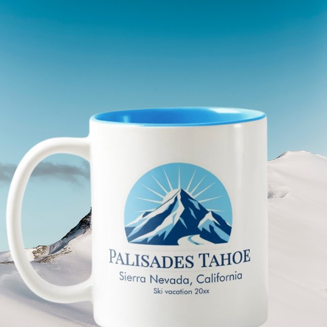 Palisades Tahoe California Skigebiet Souvenir Zweifarbige Tasse (Von Creator hochgeladen)