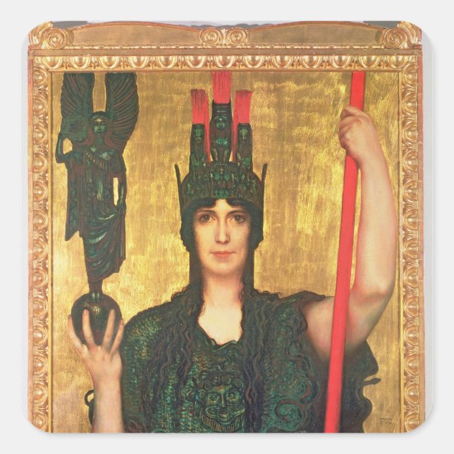 Pallas Athena Quadratischer Aufkleber (Vorderseite)