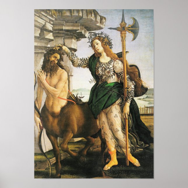 Pallas & Centaur, Botticelli Renaissance Kunst Poster (Vorne)