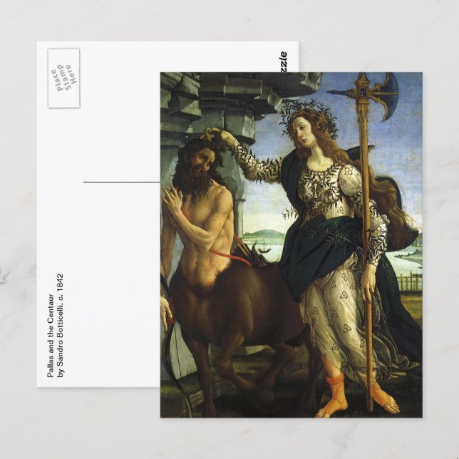 Pallas (Minerva) und Centaur von Sandro Botticelli Postkarte (Vorne/Hinten)