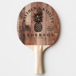 Pallet Wood Board Tropical Pineapple Wedding Crest Tischtennis Schläger