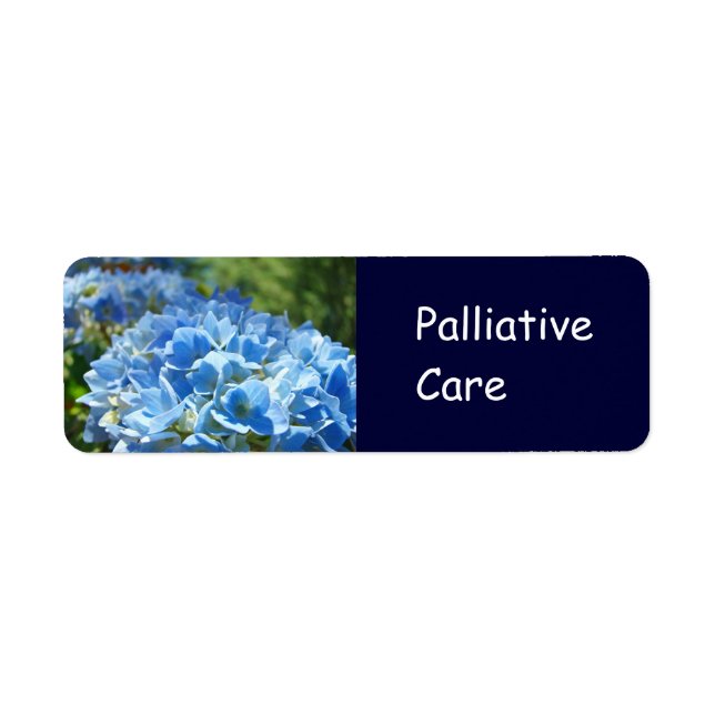 Palliative Care Aufkleber Labels Blue Hydrangeas (Vorne)