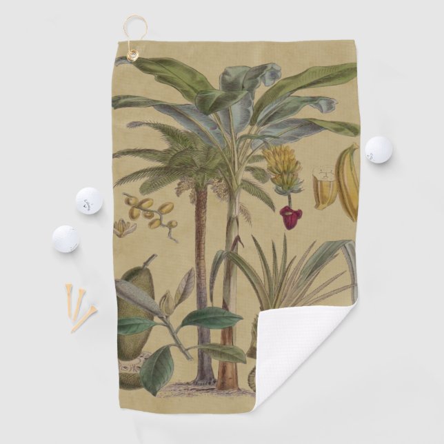Palm Antique Tropical Frucht Botanische Kunst Golfhandtuch (Insitu)