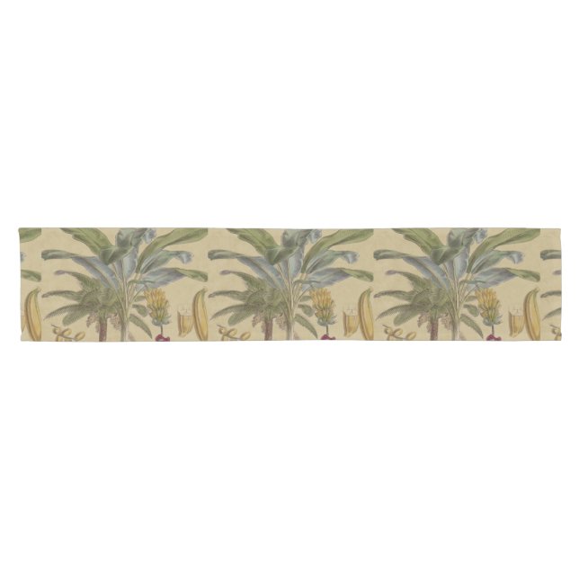Palm Antique Tropical Frucht Botanische Kunst Kurzer Tischläufer (Horizontal)