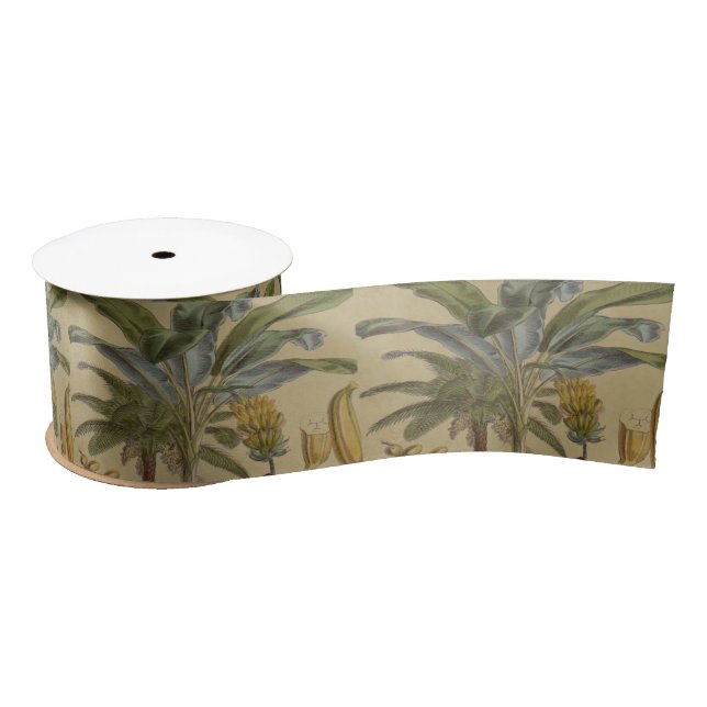 Palm Antique Tropical Frucht Botanische Kunst Satinband (Spule)
