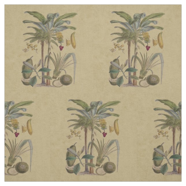 Palm Antique Tropical Frucht Botanische Kunst Stoff (Muster)