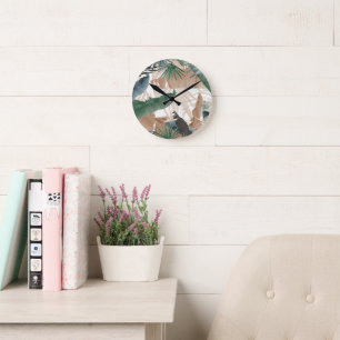 Palm Banana Blätter Bliss (Herbstfarben) 1 #tropic Runde Wanduhr