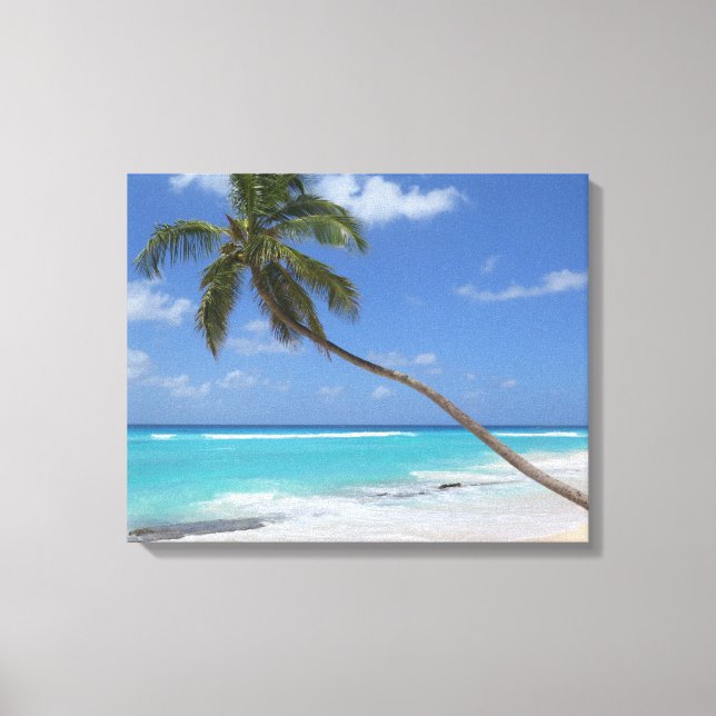Palm-Baum-Strandkaribie Leinwanddruck (Vorderseite)