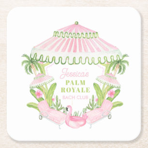 Palm Beach Cabana Bach Club   Junggesellinnenabsch Rechteckiger Pappuntersetzer