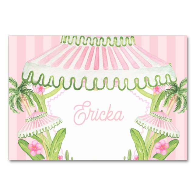 Palm Beach Cabana Place Card Tischnummer (Vorderseite)