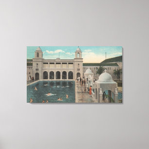 Palm Beach, FL - Ansicht im Freiendes Pools u. des Leinwanddruck