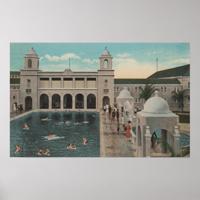 Palm Beach, FL - Außenansicht Pool & Casino Poster (Vorne)