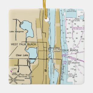 Palm Beach Florida Nautic Chart Keramikornament