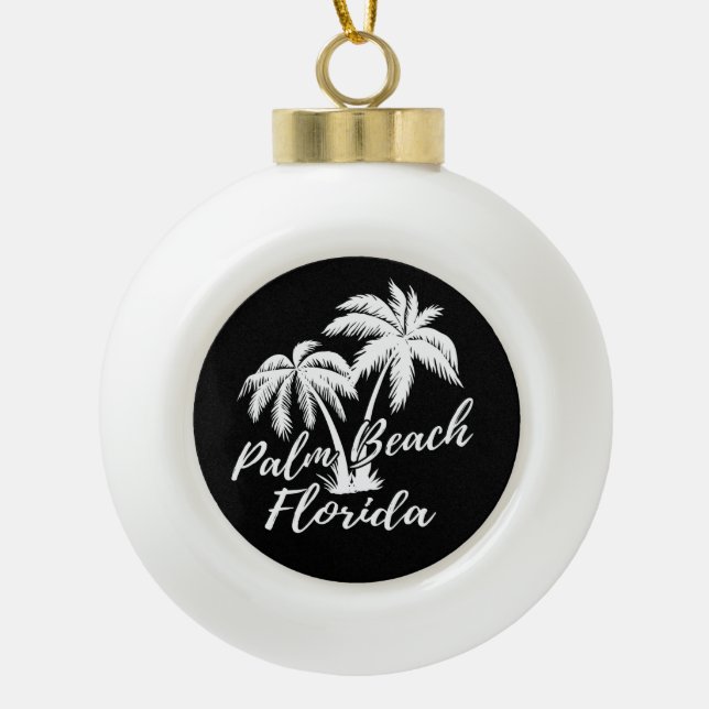 Palm Beach Florida Palm Tree Beach Keramik Kugel-Ornament (Vorderseite)