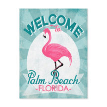 Palm Beach Florida Pink Flamingo - Vintag Retro T