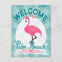 Palm Beach Florida Pink Flamingo - Vintag Retro T Postkarte