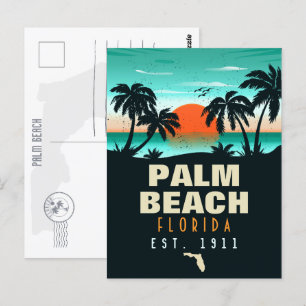 Palm Beach Florida Retro-Sonnenuntergang-Souvenirs Postkarte