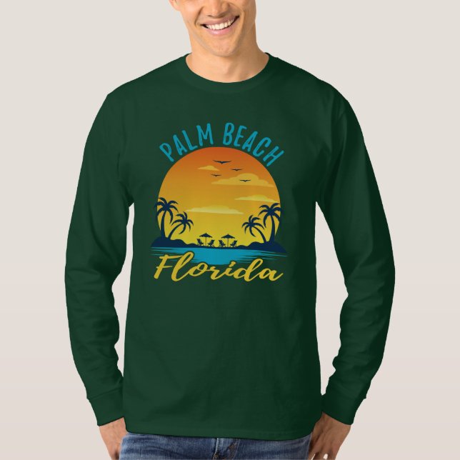 Palm Beach Florida Sunset Retro Urlaub T-Shirt (Vorderseite)
