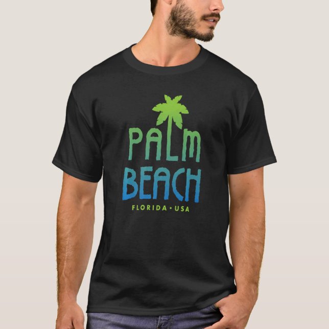 Palm Beach Florida Typografischer Palmenbaum T-Shirt (Vorderseite)
