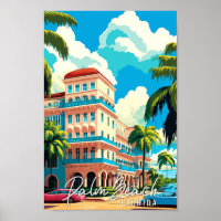 Palm Beach Florida USA Vintage Reise Illustration