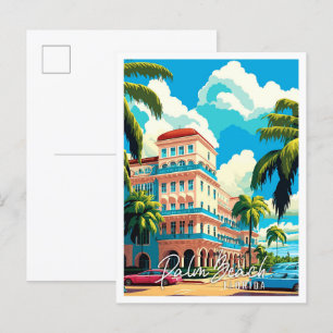 Palm Beach Florida USA Vintage-Reiseillustration Postkarte