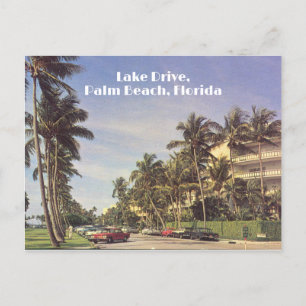 Palm Beach, Florida Vintage-Foto von Lake Drive au Postkarte