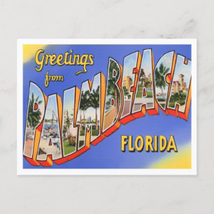 Palm Beach, Florida Vintage Große Buchstaben Postk Postkarte