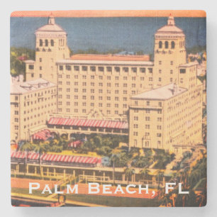 Palm Beach, Florida - Vintage Skyline-Foto Steinuntersetzer