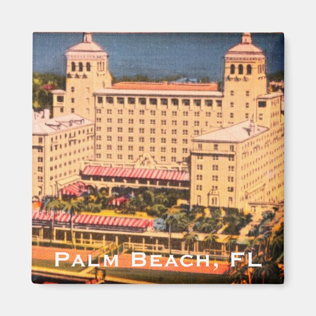Palm Beach, Florida - Vintages Skyline-Foto Magnet (Vorne)