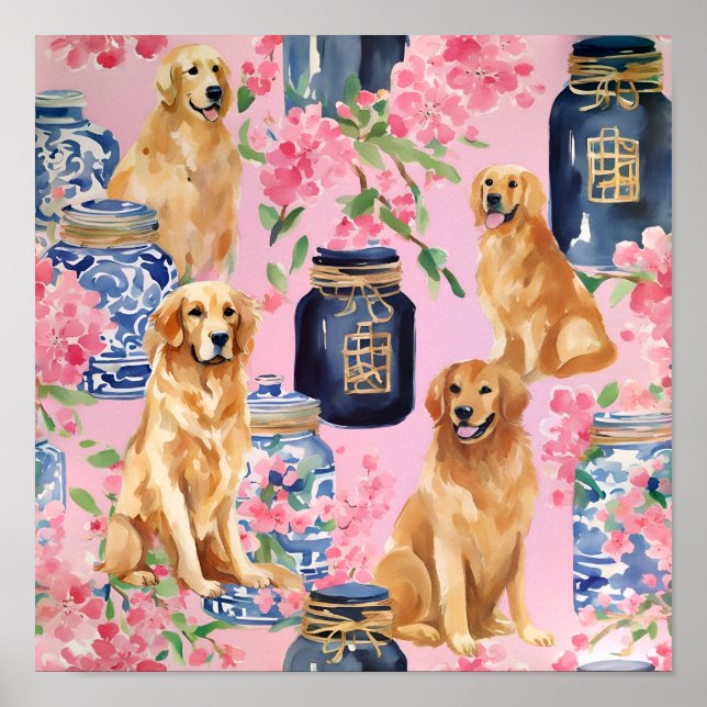 Palm Beach Golden Retrievers Ginger Jar Poster (Vorne)