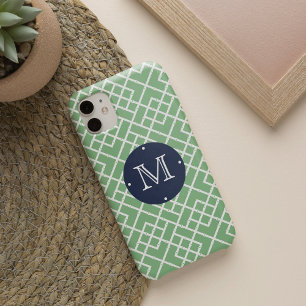 Palm Beach Green Geometric Bamboo Muster Monogram Case-Mate iPhone Hülle