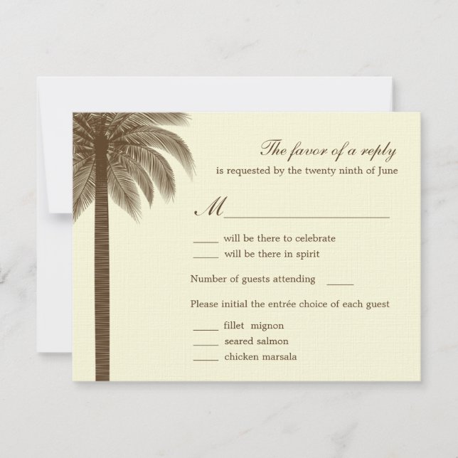Palm Beach Hochzeitkarten/UAWG-Karten - braun RSVP Karte (Vorderseite)