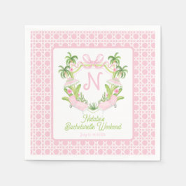 Palm Beach Monogram Crest Bachelorette Weekend Serviette