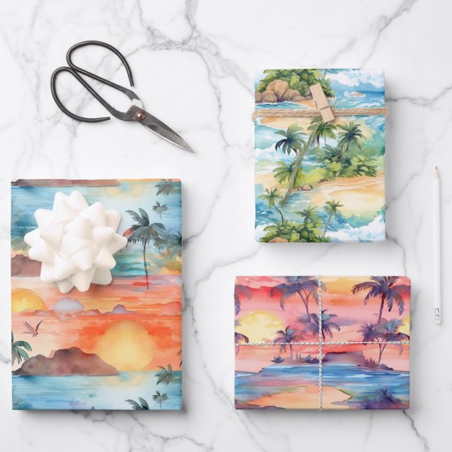 Palm Beach Packpapier Geschenkpapier Set (Vorderseite)