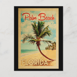 Palm Beach Postcard Florida Palm Tree Beach Retro Postkarte