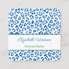 Palm Beach Preppy Blue Green Animal Print Stylist Quadratische Visitenkarte