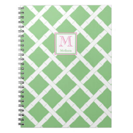 Palm Beach Preppy Green und Pink Bamboo Trellis Notizblock