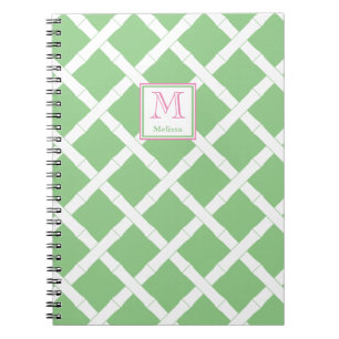 Palm Beach Preppy Green und rosa Bamboo Trellis Notizblock