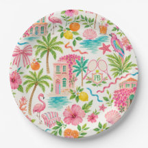 Palm Beach Preppy Rosa Grün Tropisch