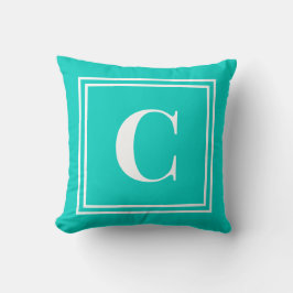 Palm Beach Preppy Turquoise Monogram Throw Pillow Kissen