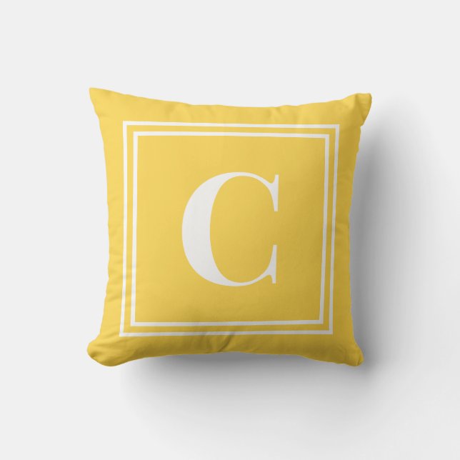 Palm Beach Preppy Yellow Monogram Throw Pillow Kissen (Vorderseite)