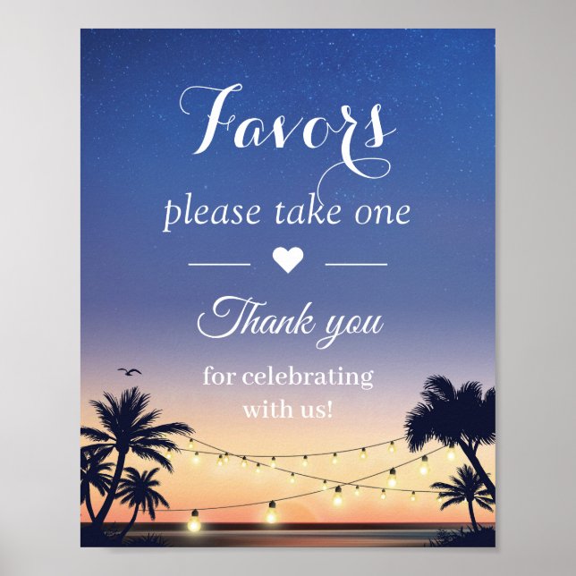 Palm Beach String Lights Gastgeschenke Hochzeiten  Poster (Vorne)