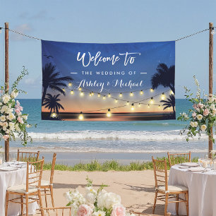 Palm Beach String Lights Sommerhochzeit Party Banner