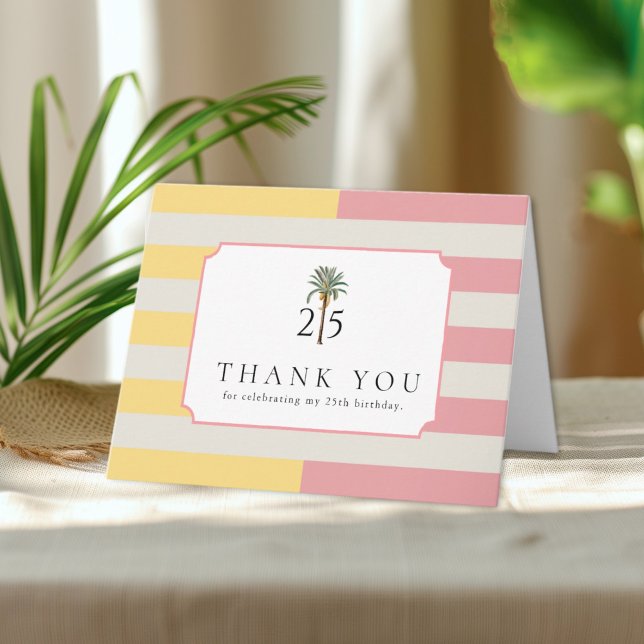 Palm Beach Stripe Tropical 25. Geburtstag Danke (Von Creator hochgeladen)